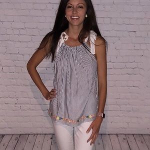 Striped Tank with Shoulder Ties